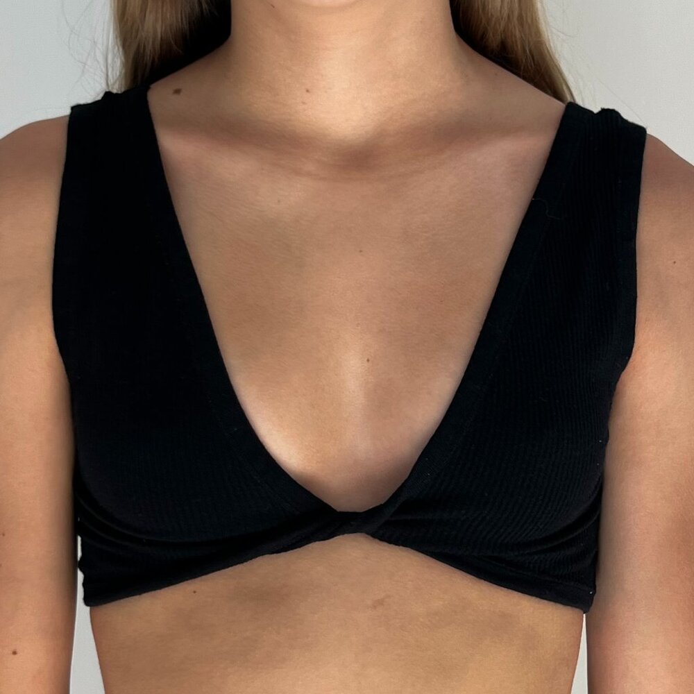 Soft Black, Double-Lined Crop Top from Encinitas Boutique
